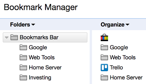 Bookmark manager in Chrome