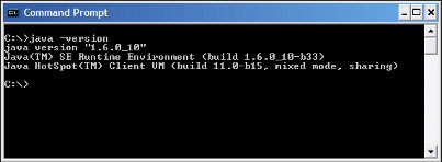 What version of java in command prompt window.